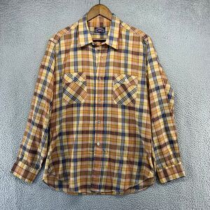 Vintage Levi's Shirt Mens Extra Large Brown Plaid Check White Tab Rockabilly 70s